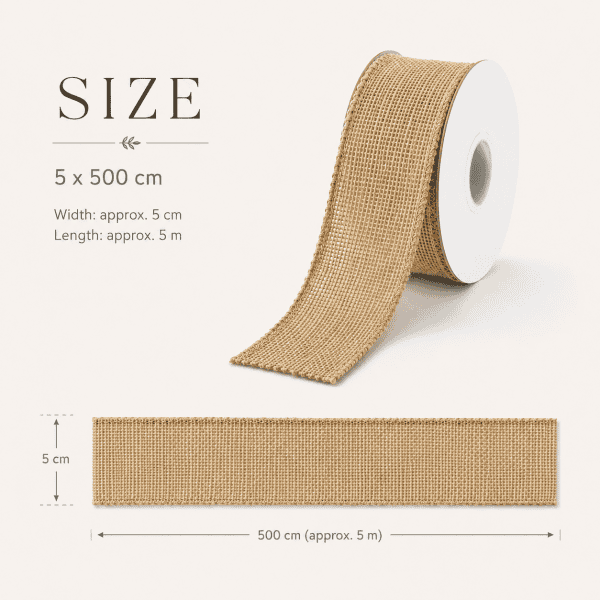 rustic natural jute tape – 5 cm x 5 m, perfect for diy, gift wrapping & home decor