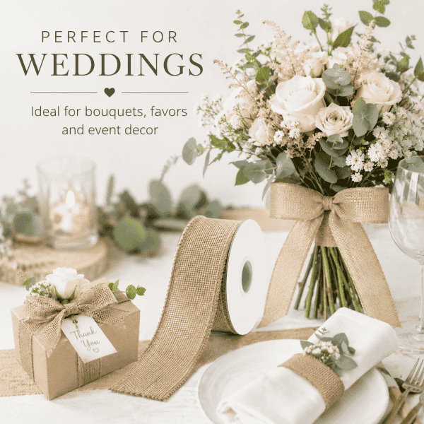 rustic natural jute tape – 5 cm x 5 m, perfect for diy, gift wrapping & home decor
