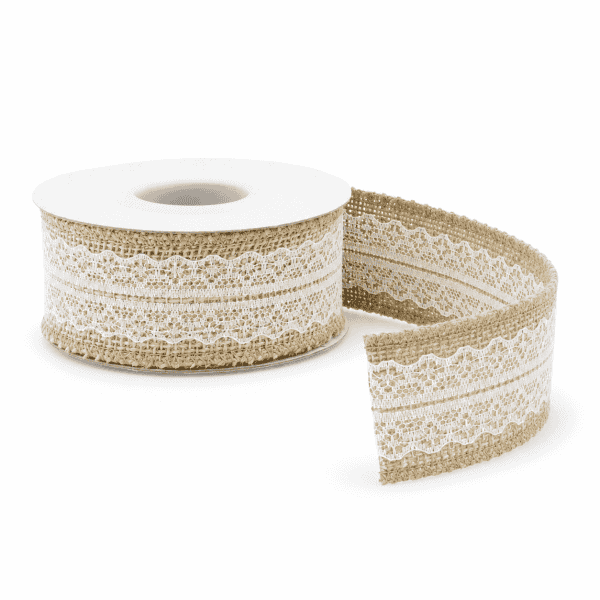 natural jute & delicate lace ribbon – rustic elegance for all occasions