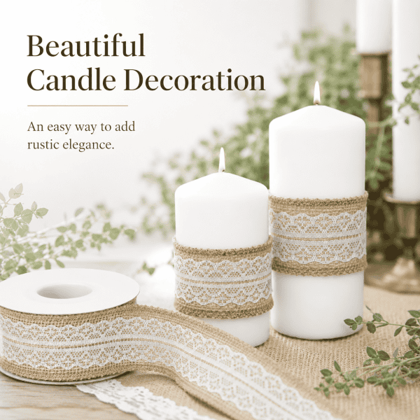 natural jute & delicate lace ribbon – rustic elegance for all occasions