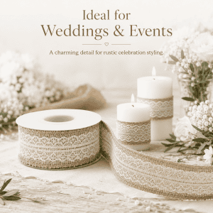 natural jute & delicate lace ribbon – rustic elegance for all occasions