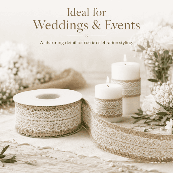 natural jute & delicate lace ribbon – rustic elegance for all occasions