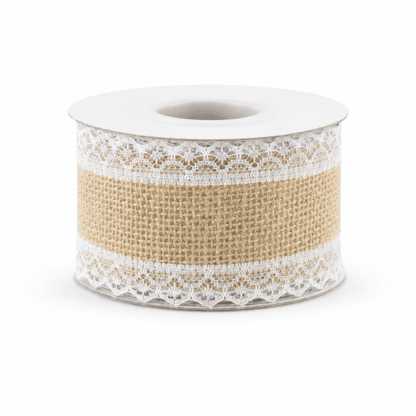 jute tape with lace, 5x500cm new price