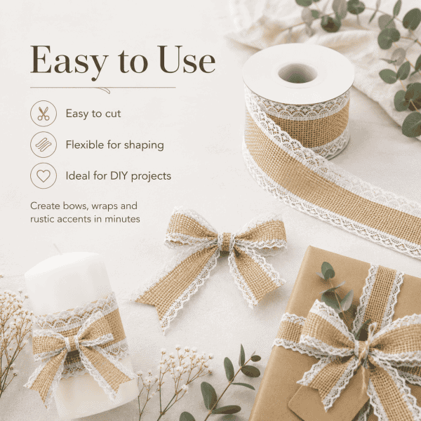 jute tape with lace, 5x500cm new price