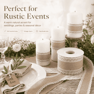 jute tape with lace, 5x500cm new price