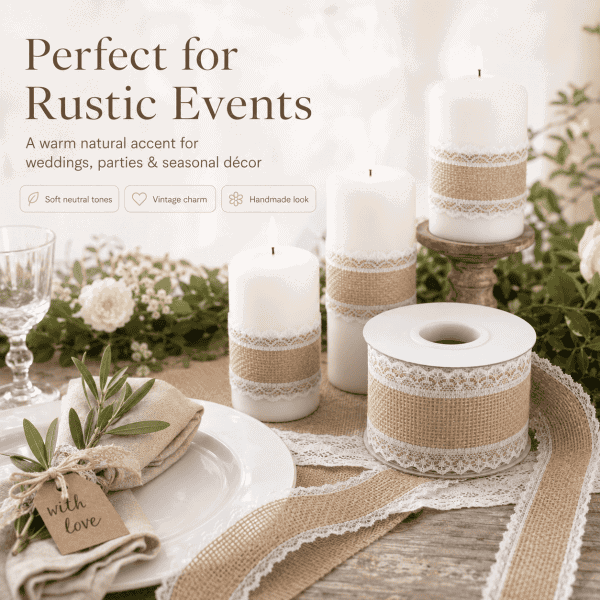 jute tape with lace, 5x500cm new price