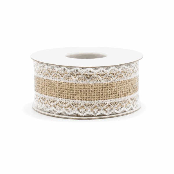 natural jute & white lace ribbon