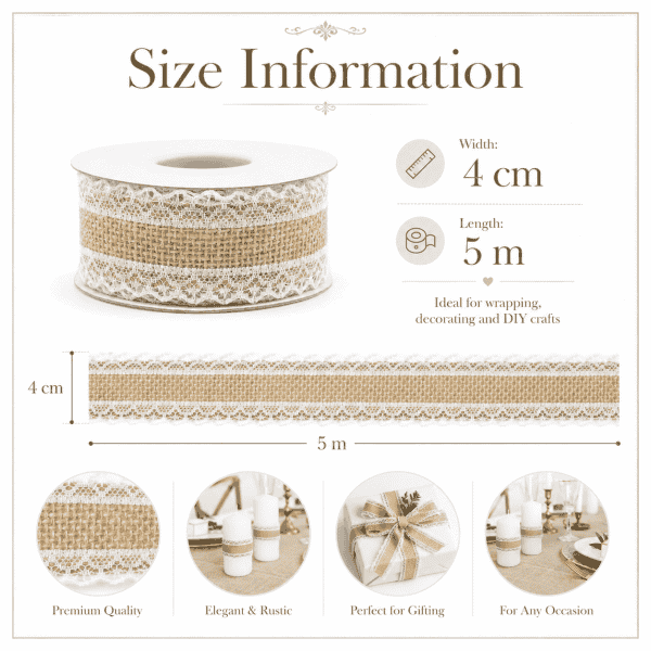 natural jute & white lace ribbon