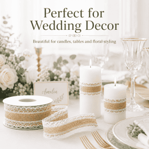 natural jute & white lace ribbon