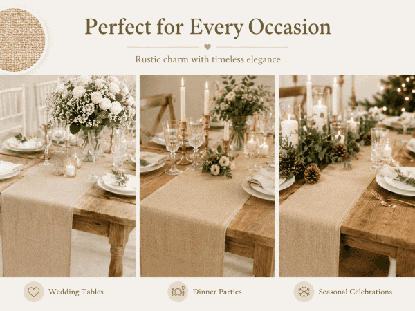premium natural jute table runner rustic wedding & dining decor (28cm x 5m)