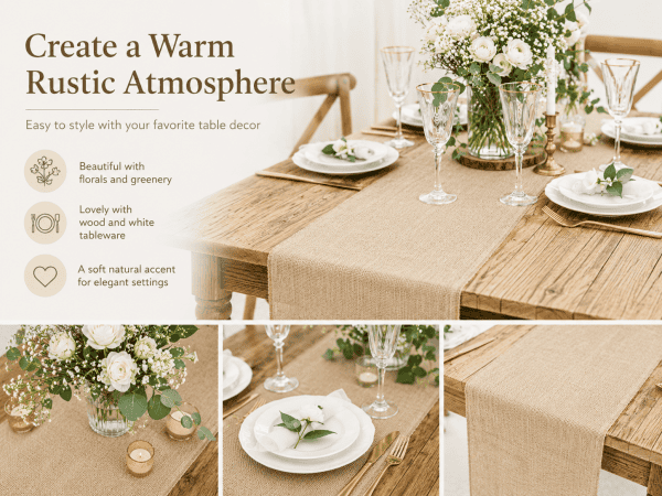 premium natural jute table runner rustic wedding & dining decor (28cm x 5m)