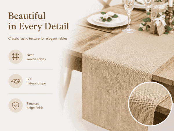 premium natural jute table runner rustic wedding & dining decor (28cm x 5m)
